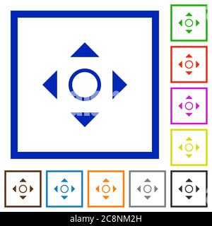 Set di icone piatte a scorrimento con cornice quadrata di colore su sfondo bianco Illustrazione Vettoriale