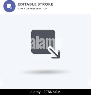 Ingrandisci vettore icone, segno piatto pieno, pittogramma solido isolato su bianco, illustrazione del logo. Ingrandisci icona per la presentazione. Illustrazione Vettoriale