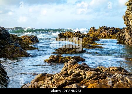 La bella costa a Maling Well, Inishowen - Contea di Donegal, Irlanda. Foto Stock