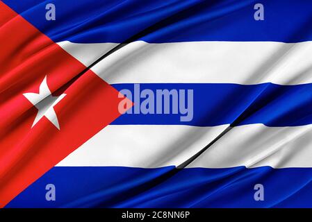 Bandiera cubana colorata che sventola nel vento Foto Stock