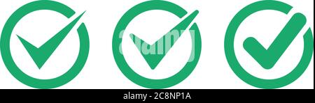 Le icone dei segni di spunta vettoriali vengono impostate isolate su sfondo bianco. Illustrazione vettoriale eps 10 Illustrazione Vettoriale