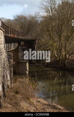Ponte ferroviario storico a Dahlerau, Germania Foto Stock