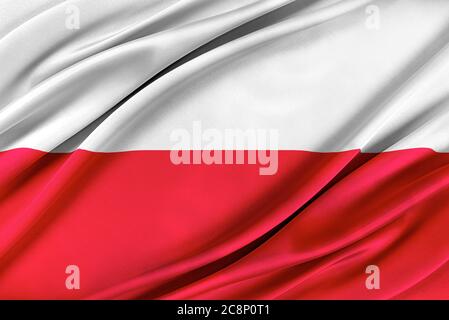 Bandiera colorata della Polonia che sventola nel vento. 3 Foto Stock