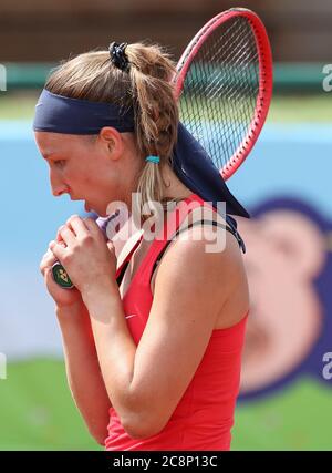 Versmold, Germania. 26 luglio 2020. Tennis: DTB German Pro Series, single, donne, finale, finale, Zaja (TEC Waldau Stuttgart) - Korpatsch (il Club sull'Alster). Tamara Korpatsch reagisce. Credit: Friso Gentsch/dpa/Alamy Live News Foto Stock