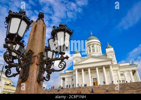 Cattedrale di Helsinki presso la Piazza del Senato, nel centro di Helsinki, la capitale della Finlandia Foto Stock