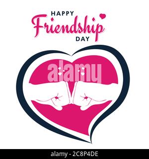 Happy Friendship Day, pugno con amici flat illustrazione poster, vettore Illustrazione Vettoriale