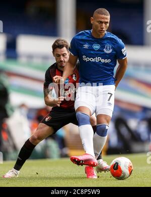 Liverpool, Regno Unito. 26 luglio 2020. Richarlison di Everton durante la partita della Premier League tra Everton e Bournemouth al Goodison Park il 26 luglio 2020 a Liverpool, Inghilterra. (Foto di Daniel Chesterton/phcimages.com) Credit: PHC Images/Alamy Live News Foto Stock