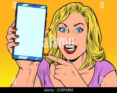 Felice donna e smartphone Illustrazione Vettoriale