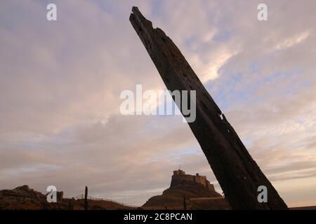 La costa storica, suggestiva e pittoresca del Northumberland Foto Stock