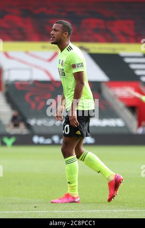 SOUTHAMPTON, REGNO UNITO. 26 LUGLIO 2020 Richairo Zivokovic di Sheffield si è Unito durante la partita della Premier League tra Southampton e Sheffield United al St Mary's Stadium di Southampton. (Credit: Jon Bromley | MI News) Credit: MI News & Sport /Alamy Live News Foto Stock