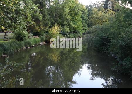 Bad Woerishofen, Bayern/Germania - Luglio 05 2019: giardini termali (Kurpark) di Bad Woerishofen, Germania Foto Stock