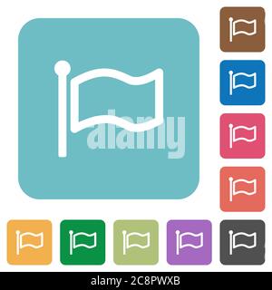 Icone di flag piatte su sfondi di colore quadrato arrotondato. Illustrazione Vettoriale