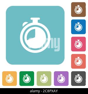 Icone del timer piatte su sfondi di colore quadrato arrotondato. Illustrazione Vettoriale