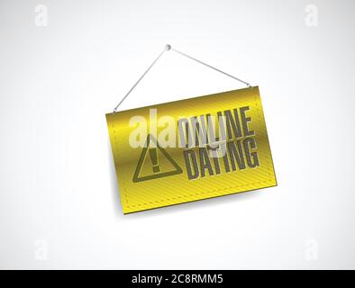 Online dating segno di avvertimento disegno di illustrazione su uno sfondo bianco Illustrazione Vettoriale