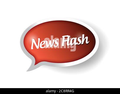 Messaggio flash news su una bolla vocale. Disegno illustrazione su bianco Illustrazione Vettoriale