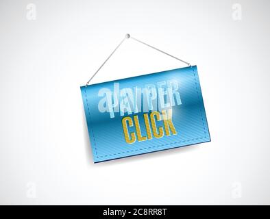 Disegno di illustrazione del banner appeso a uno scatto su sfondo bianco Illustrazione Vettoriale