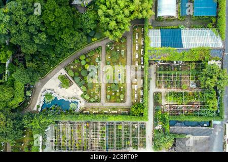 Aereo di antico giardino tradizionale, aereo a Suzhou, Cina. Foto Stock