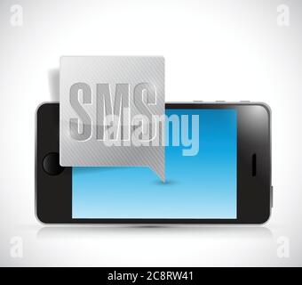 Nuovo design di sms e illustrazione dello smartphone su sfondo bianco Illustrazione Vettoriale