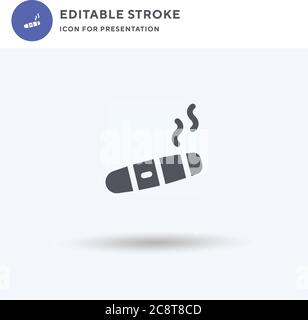 Vettore icona sigaro, segno piatto riempito, pittogramma solido isolato su bianco, illustrazione del logo. Icona sigaro per la presentazione. Illustrazione Vettoriale