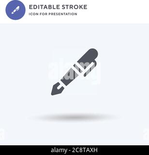 Icona Fountain Pen vettore, segno piatto riempito, pittogramma solido isolato su bianco, illustrazione del logo. Icona Fountain Pen per la presentazione. Illustrazione Vettoriale
