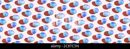 Molte uova diverse. Buon banner di pasqua. Motivo a sovrapposizione Foto Stock