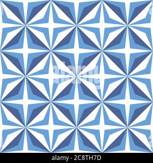 Vettoriale blu patchwork trapuntato ripetizione senza giunture di sfondo con forma a stella. Illustrazione Vettoriale