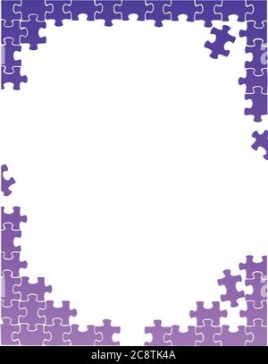Puzzle viola pezzi bordo modello illustrazione disegno su uno sfondo bianco - puzzle boarder Illustrazione Vettoriale
