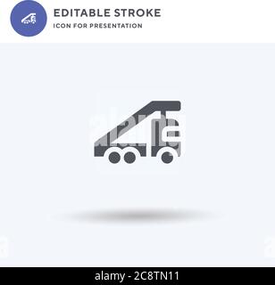 Vettore icona carrello elevatore, segno piatto riempito, pittogramma solido isolato su bianco, illustrazione del logo. Icona del carrello elevatore a forche per la presentazione. Illustrazione Vettoriale