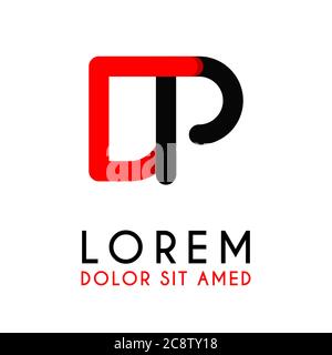 Lettera iniziale DP con rosso nero e angoli arrotondati Illustrazione Vettoriale