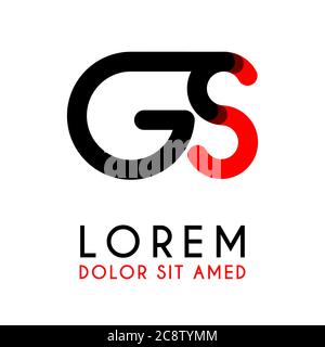 Lettera iniziale GS con rosso nero e angoli arrotondati Illustrazione Vettoriale
