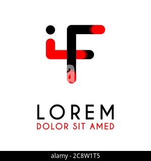 Lettera iniziale SE con nero rosso e angoli arrotondati Illustrazione Vettoriale