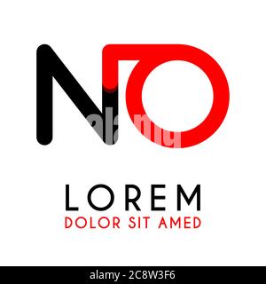 Lettera iniziale NO con rosso Nero e angoli arrotondati Illustrazione Vettoriale