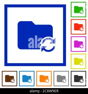 Set di icone piatte della cartella con cornice quadrata a colori Illustrazione Vettoriale