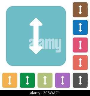 Ridimensiona le icone verticali piatte su sfondi di colore quadrato arrotondato. Illustrazione Vettoriale