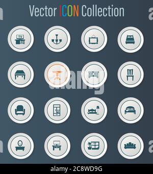 Vettore di mobili di set di icone Illustrazione Vettoriale