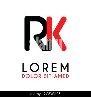 Lettera iniziale RK con rosso nero e angoli arrotondati Illustrazione Vettoriale