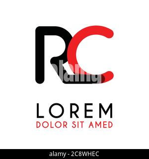 Lettera iniziale RC con rosso nero e angoli arrotondati Illustrazione Vettoriale