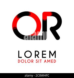 Lettera iniziale O con nero rosso e angoli arrotondati Illustrazione Vettoriale