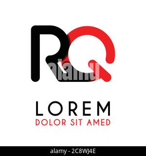 Lettera iniziale RQ con rosso nero e angoli arrotondati Illustrazione Vettoriale