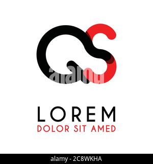 Lettera iniziale QS con rosso nero e angoli arrotondati Illustrazione Vettoriale