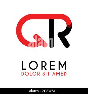 Lettera iniziale QR con rosso nero e angoli arrotondati Illustrazione Vettoriale