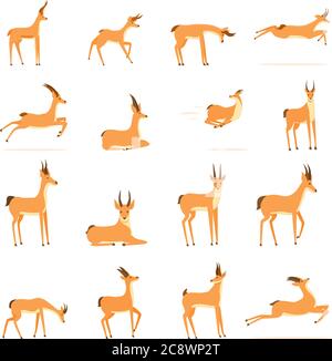 Set di icone gazzelle. Set di cartoni animati di icone vettoriali gazelle per il web design Illustrazione Vettoriale