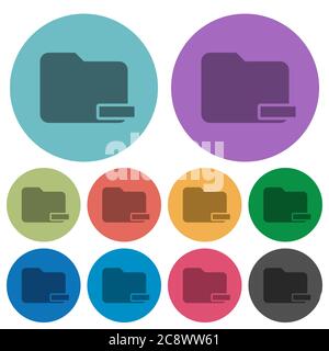 Colore Rimuovi icona piatta della cartella impostata su sfondo rotondo. Illustrazione Vettoriale