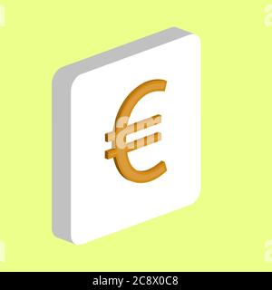 Icona vettore semplice valuta euro. Modello di disegno simbolo illustrazione per elemento UI mobile Web. Pittogramma isometrico a colori perfetto su quadratino bianco 3d. Illustrazione Vettoriale