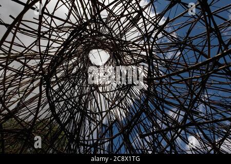 Woven Willow Structure, West Dean Gardens, West Sussex, Inghilterra, Regno Unito Foto Stock