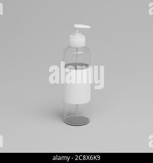 Flacone pompa isolato con etichetta vuota 3D rendering Foto Stock