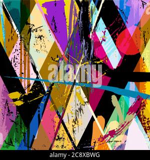 composizione astratta dello sfondo, con tratti, schizzi e linee geometriche Illustrazione Vettoriale