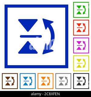 Set di icone piatte verticali ribaltabili con cornice quadrata di colore Illustrazione Vettoriale