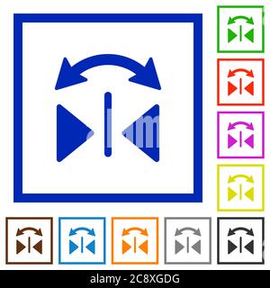 Set di icone piatte ribaltabili orizzontali con cornice quadrata di colore Illustrazione Vettoriale