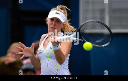 Jil Teichmann della Svizzera in azione durante la sua prima partita al torneo di tennis US Open Grand Slam 2019 Foto Stock